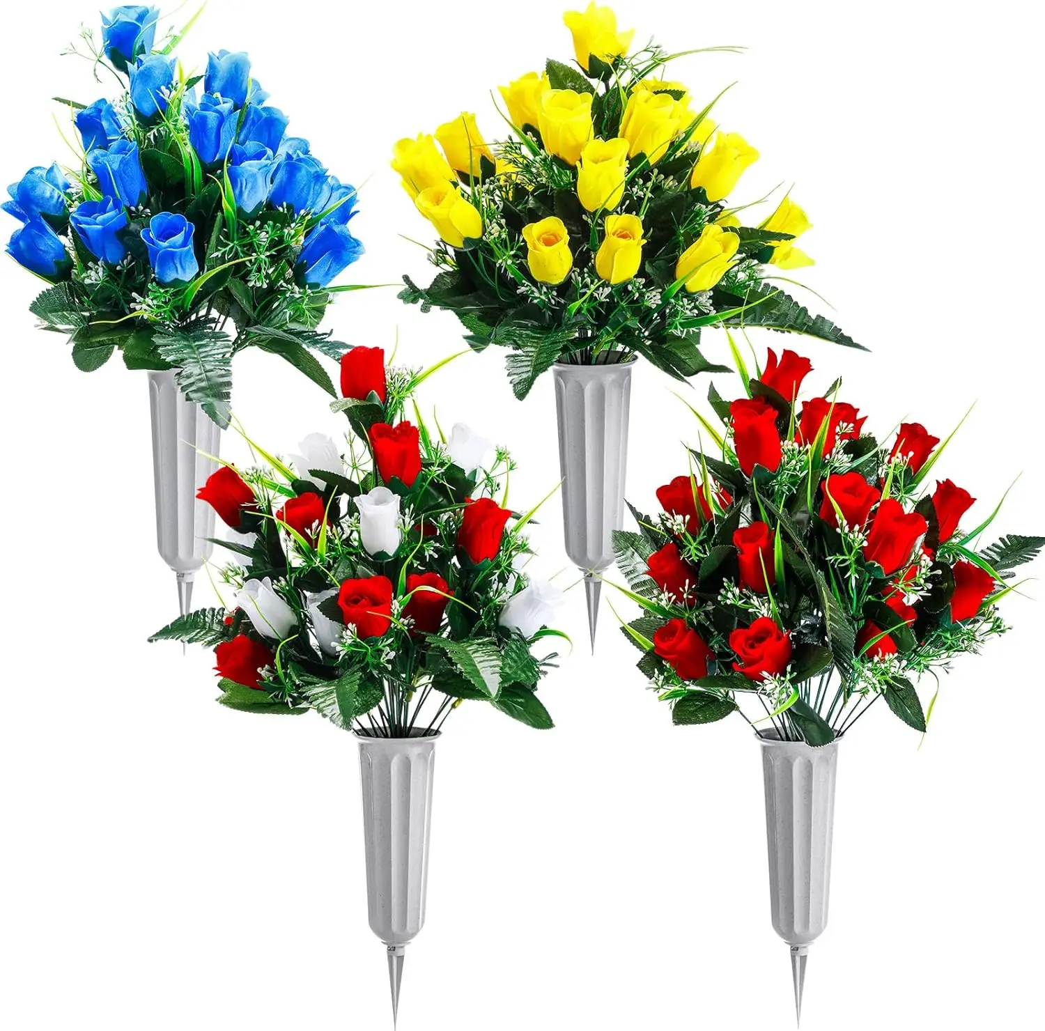 4 Sets Artificial Cemetery Flowers for Grave with Vase 96 Heads Rose Bouquet Decoration Arrangement Silk Memorial Flower
4 Sets Artificial Cemetery Flowers for Grave with Vase 96 Heads Rose Bouquet Decoration Arrangement Silk Memorial Flower