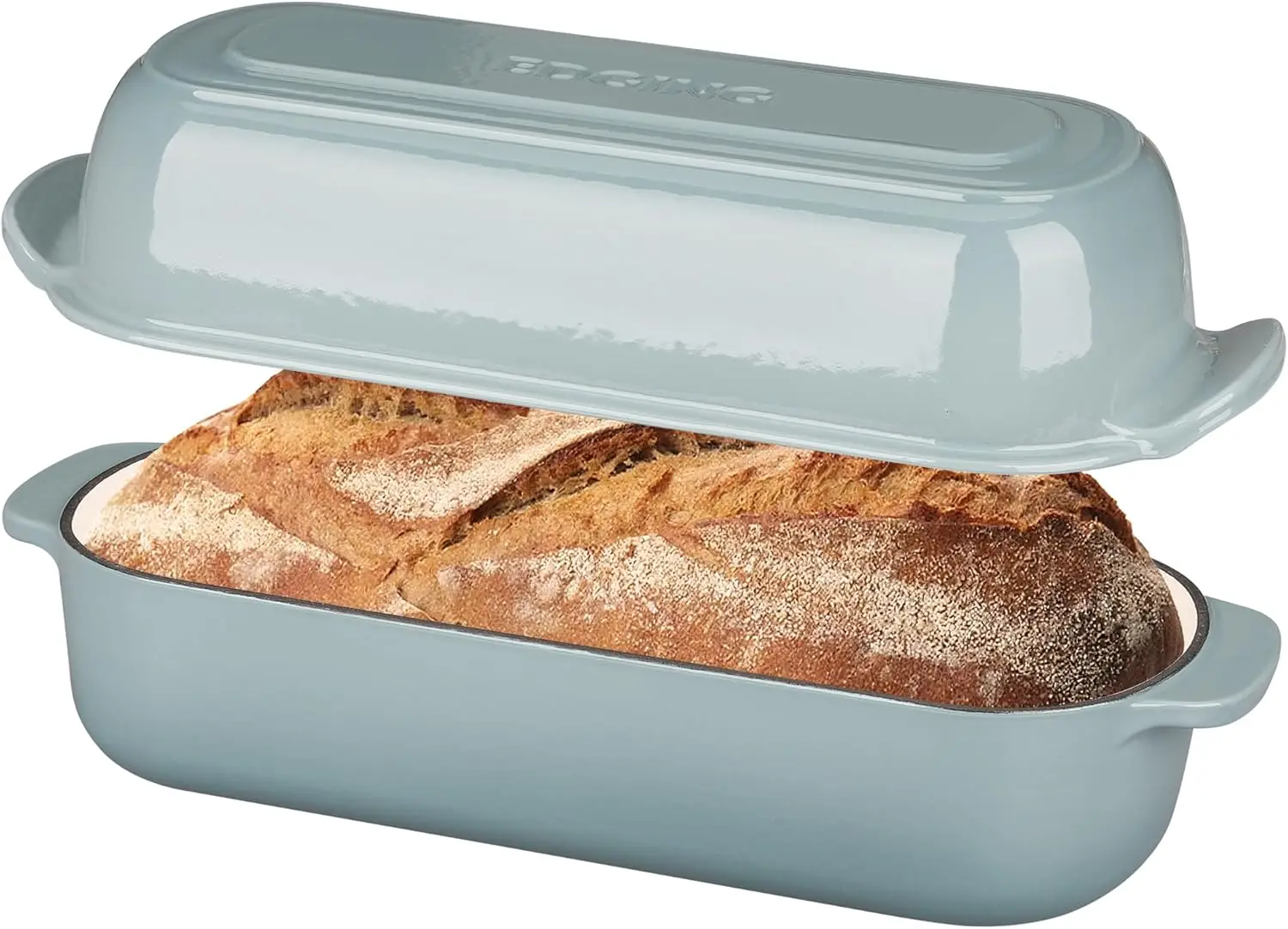 Enameled Cast Iron Bread Loaf Pan with Lid, 12.5x5.5 inch, 5qt, for Sourdough Baking, Seasalt
Enameled Cast Iron Bread Loaf Pan with Lid, 12.5x5.5 inch, 5qt, for Sourdough Baking, Seasalt