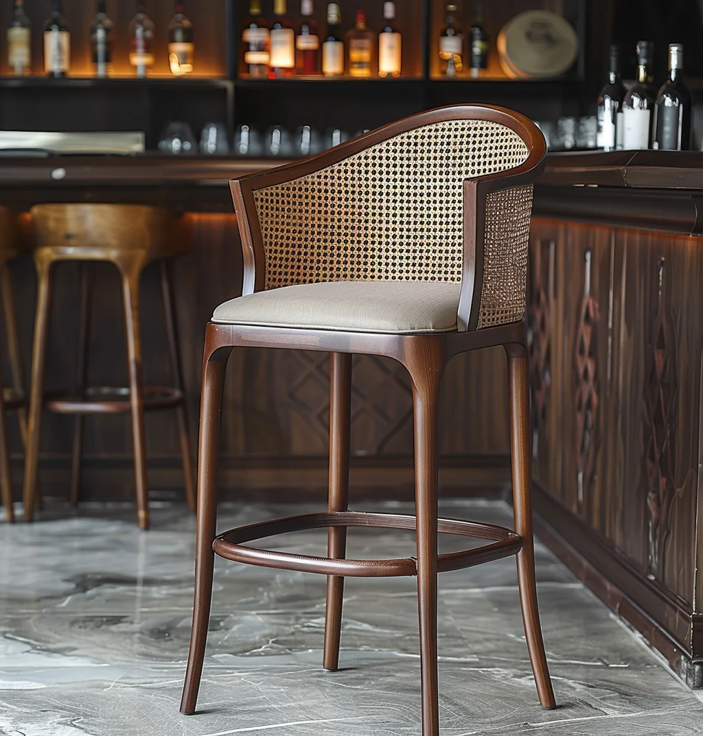 Nordic Modern Dining Room Counter Height Upholstered Boucle Fabric Bar Stool with Rattan Full Back
Nordic Modern Dining Room Counter Height Upholstered Boucle Fabric Bar Stool with Rattan Full Back