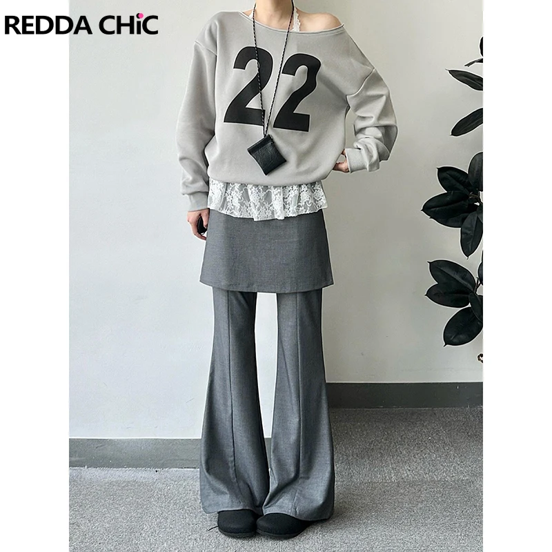 ReddaChic Retro Gray Skirt Overlay Dress Pants Solid High Waist Bootcut Loose Fit Tall Girl Trousers Korean Women Streetwear
ReddaChic Retro Gray Skirt Overlay Dress Pants Solid High Waist Bootcut Loose Fit Tall Girl Trousers Korean Women Streetwear