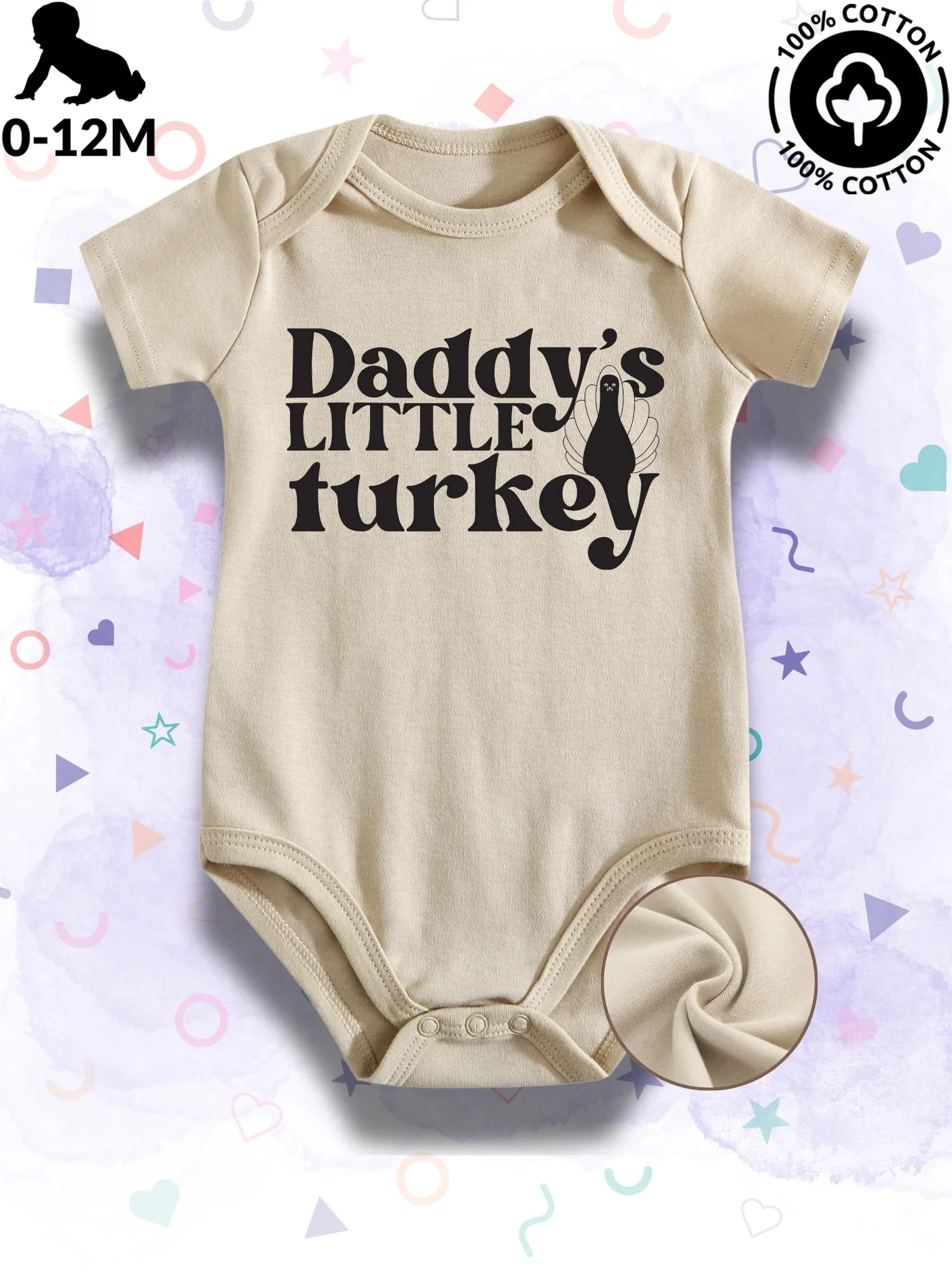 Daddy's Little Turkey Unisex Baby Bodysuit, 100% Cotton Soft Onesie, All-Season Wear Beige Crawling Suit 190GSM
Daddy's Little Turkey Unisex Baby Bodysuit, 100% Cotton Soft Onesie, All-Season Wear Beige Crawling Suit 190GSM