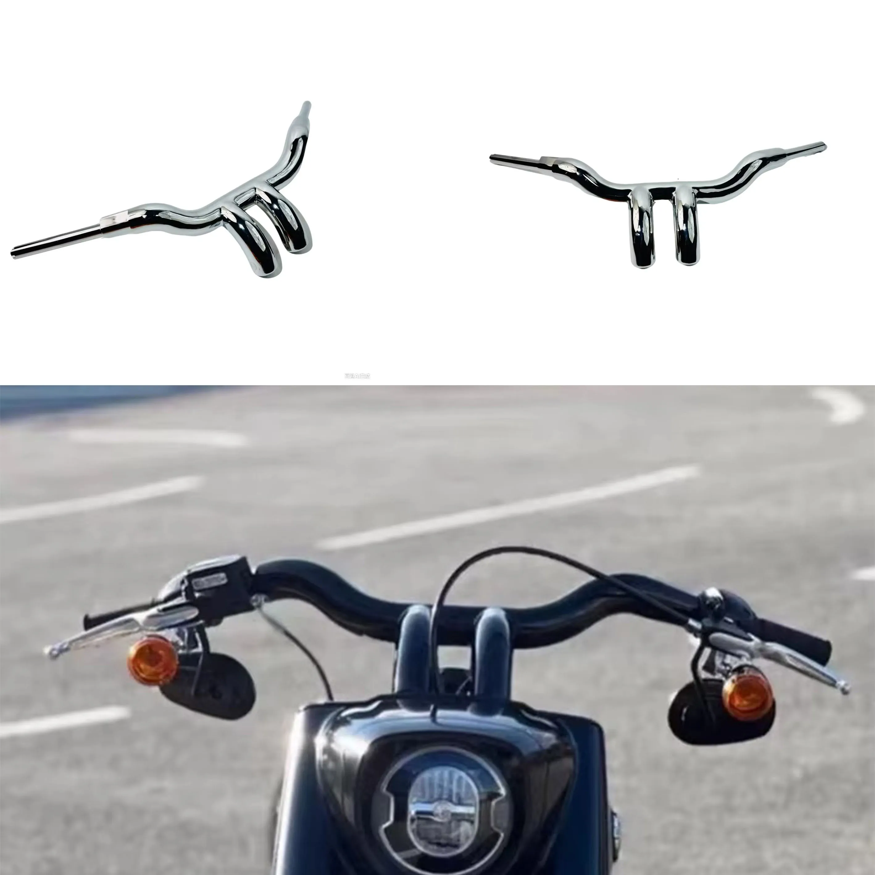 Motorcycle 2 inch Custom Handlebar (Black/Chrome)for Harley Softail Road King Breakout Fat Boy Street Bob Low Rider
Motorcycle 2 inch Custom Handlebar (Black/Chrome)for Harley Softail Road King Breakout Fat Boy Street Bob Low Rider