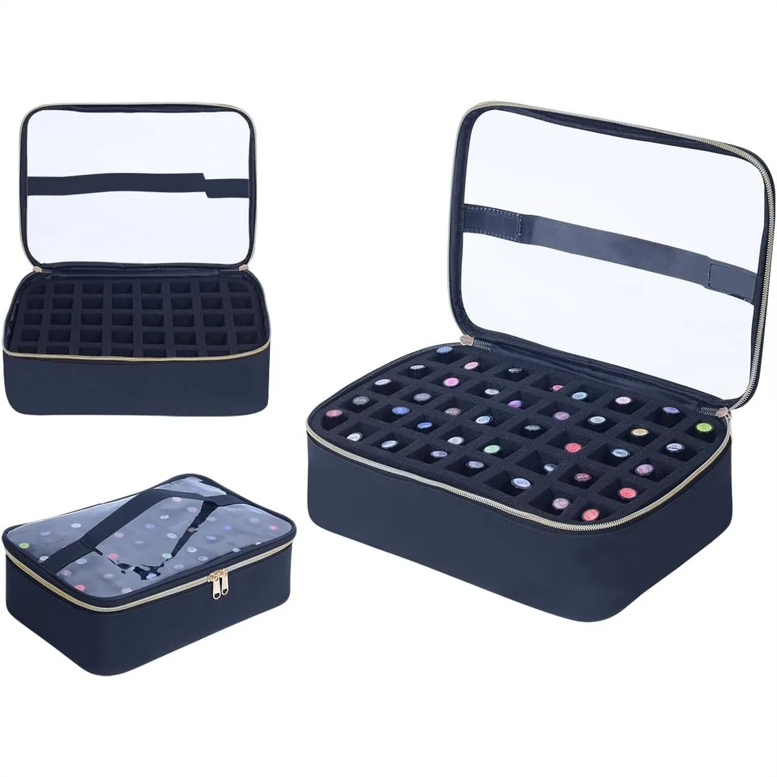 Small Clear Nail Polish Organizer Case Holds 40 Bottles (15ml-0.5fl.oz) Multifunctional Travel Makeup Bag for Women, Black
Small Clear Nail Polish Organizer Case Holds 40 Bottles (15ml-0.5fl.oz) Multifunctional Travel Makeup Bag for Women, Black