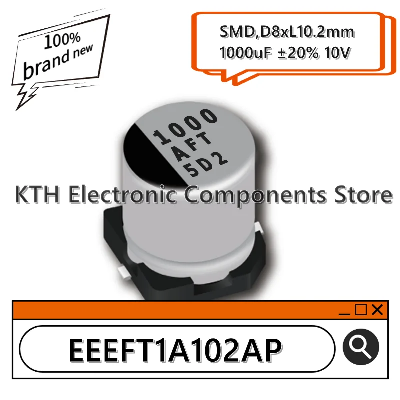 10 шт. EEEFT1A102AP EEE-FT1A102AP 1000uF 10V новый оригинальный SMD алюминиевый электролитический конденсатор 8x10,2 мм трафаретная печать 1000 AFT
10 шт. EEEFT1A102AP EEE-FT1A102AP 1000uF 10V новый оригинальный SMD алюминиевый электролитический конденсатор 8x10,2 мм трафаретная печать 1000 AFT