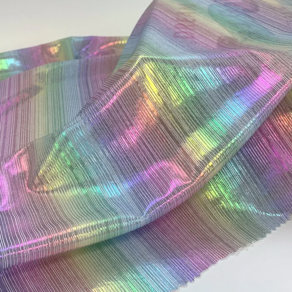 Liquid gilded elastic rainbow strip fabric Polyester stretch pleated fabric dress swimsuit performance costume party decoration
Liquid gilded elastic rainbow strip fabric Polyester stretch pleated fabric dress swimsuit performance costume party decoration