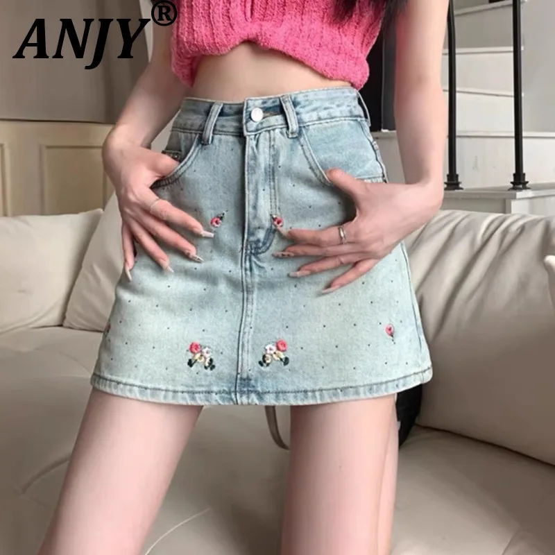 ANJY Summer New Women Fashion Floral Embroidery Washed Denim A-line Skirt Trendy Stylish Sweet Slim Fit Casual Ins Skirts A22271
ANJY Summer New Women Fashion Floral Embroidery Washed Denim A-line Skirt Trendy Stylish Sweet Slim Fit Casual Ins Skirts A22271