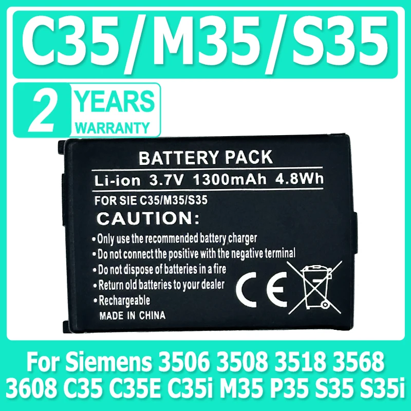C35 M35 S35 1300mAh Brand-New Battery For Siemens 3506 3508 3518 3568 3608 C35 C35E C35i M35 P35 S35 S35i
C35 M35 S35 1300mAh Brand-New Battery For Siemens 3506 3508 3518 3568 3608 C35 C35E C35i M35 P35 S35 S35i