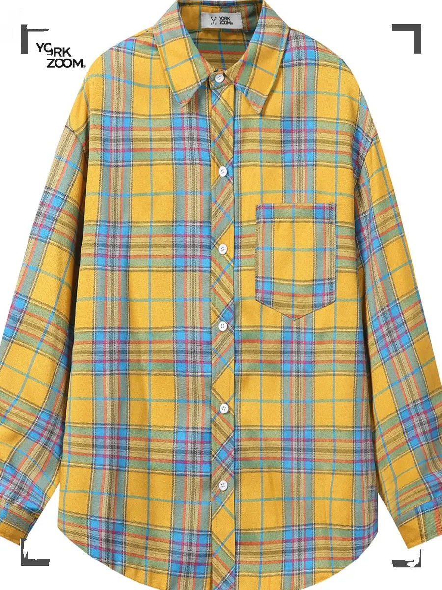 York Zoom Autumn New Plaid irt American Casual Loose Trendy Long Sve Versatile Turn-down Collar Polyester Cotton Blend
York Zoom Autumn New Plaid irt American Casual Loose Trendy Long Sve Versatile Turn-down Collar Polyester Cotton Blend