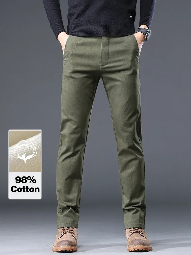 98%Cotton Men's Business Casual Pants 4Colors Autumn New No-iron Straight Elastic Fashion Trousers Classic Male Loose Pants
98%Cotton Men's Business Casual Pants 4Colors Autumn New No-iron Straight Elastic Fashion Trousers Classic Male Loose Pants
