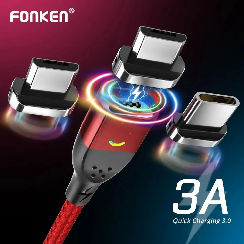 FONKEN Micro USB Magnetic Cable USB Type C Cable Magnet Phone Cable 3A Fast Charge Charger Cable Android Phon Data Charging Cord
FONKEN Micro USB Magnetic Cable USB Type C Cable Magnet Phone Cable 3A Fast Charge Charger Cable Android Phon Data Charging Cord
