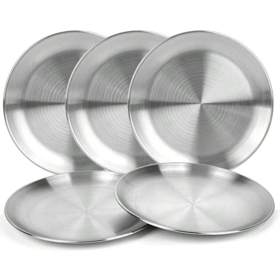 Reusable Brushed Metal Dinner Plates-Stainless Steel Round Plates, Dinner Plate Dish Heavy Duty Kitchenware Round Metal Plates
Reusable Brushed Metal Dinner Plates-Stainless Steel Round Plates, Dinner Plate Dish Heavy Duty Kitchenware Round Metal Plates