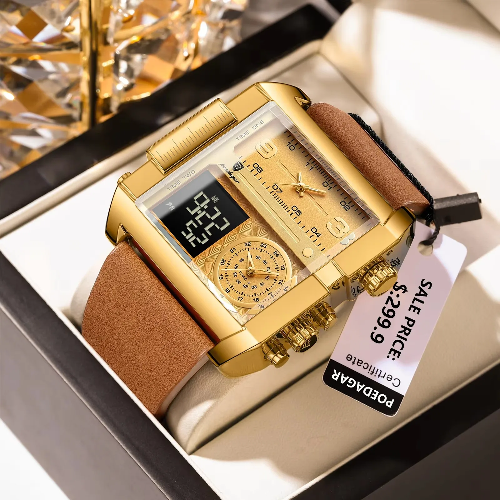 Luxury Men's Watch Rectangular Waterproof Luminous Day Week Men's Watch Digital Multifunctional Men's Watch Quartz Watch
Luxury Men's Watch Rectangular Waterproof Luminous Day Week Men's Watch Digital Multifunctional Men's Watch Quartz Watch