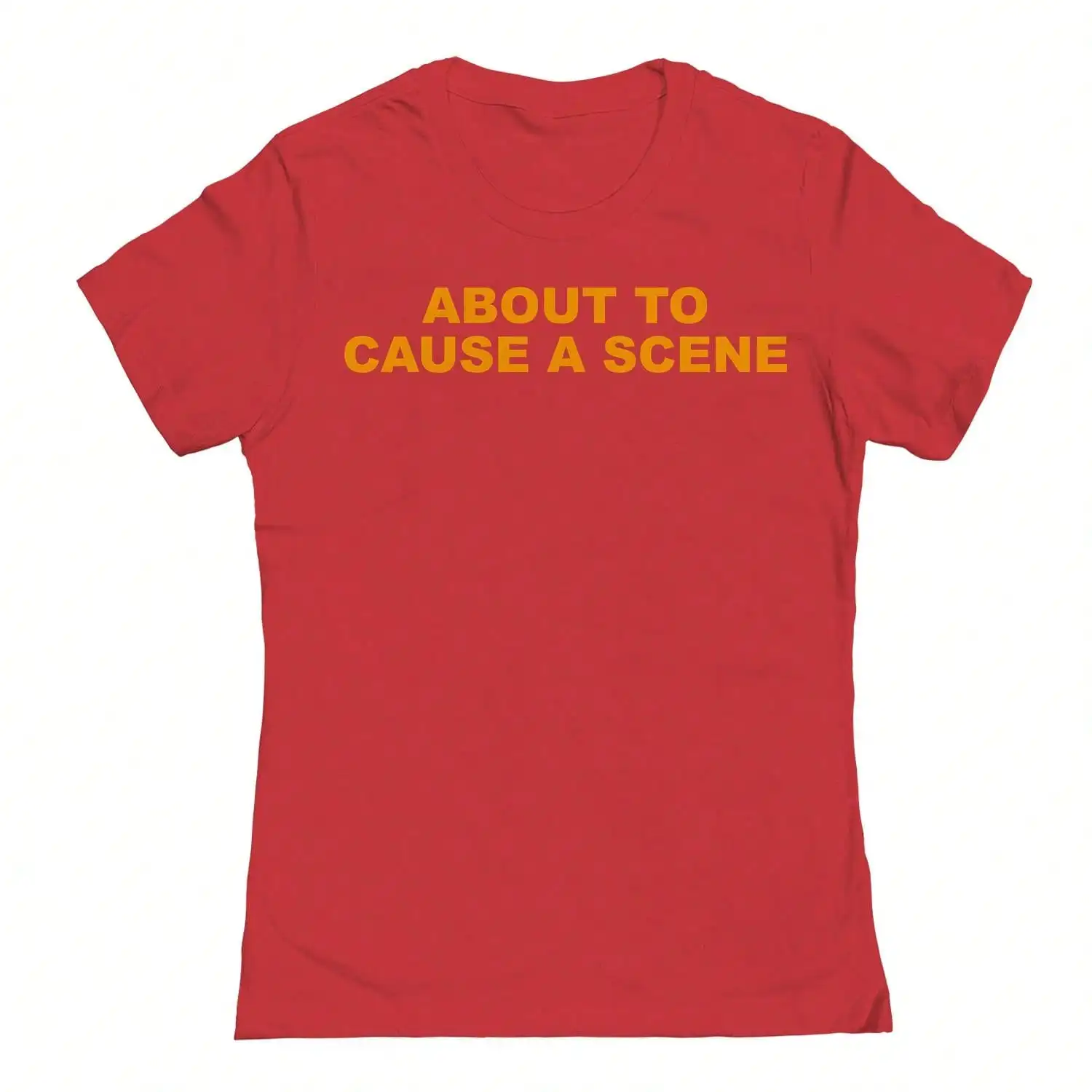 Red Women's Cotton T-Shirt with Bold Yellow 'About To Cause A Scene' Graphic Print
Red Women's Cotton T-Shirt with Bold Yellow 'About To Cause A Scene' Graphic Print