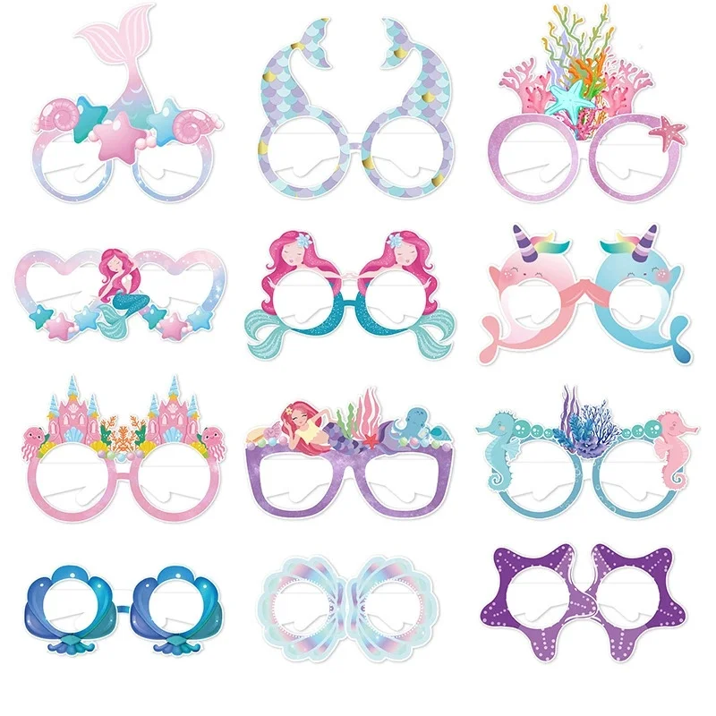 12pcs Mermaid Party Decoration Mermaid Themed Paper Eyeglasses Summer Beach Photo Booth Props for girl Birthday Party Dress Up
12pcs Mermaid Party Decoration Mermaid Themed Paper Eyeglasses Summer Beach Photo Booth Props for girl Birthday Party Dress Up