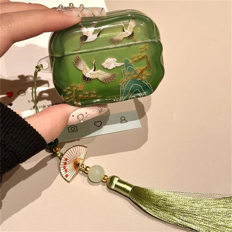 Luxury cute Tengyun crane folding fan pendant headphones case for AirPods 1 2 3 4 protective shell soft cover for AirPods Pro 2
Luxury cute Tengyun crane folding fan pendant headphones case for AirPods 1 2 3 4 protective shell soft cover for AirPods Pro 2