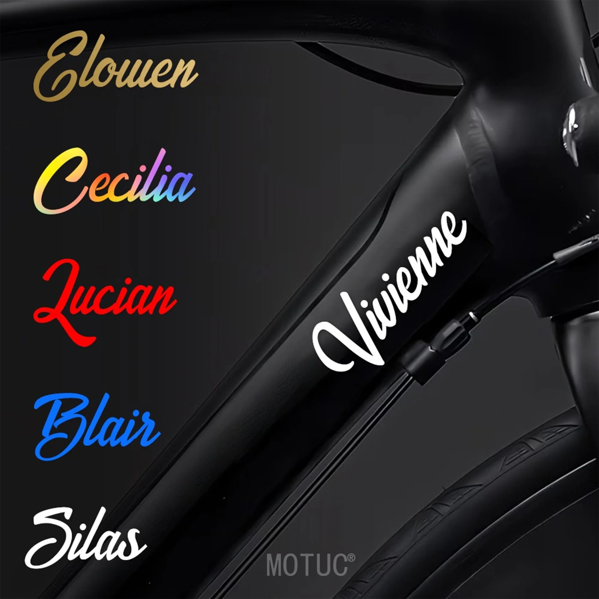 1PC Custom Name Bicycle Frame Stickers Handwritten Font DIY MTB Bike Top Tube Motorcycle Helmet Personalized Vinyl Decals
1PC Custom Name Bicycle Frame Stickers Handwritten Font DIY MTB Bike Top Tube Motorcycle Helmet Personalized Vinyl Decals