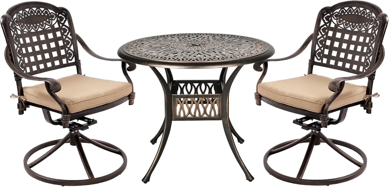 3 Piece Patio Bistro Set Outdoor Cast Aluminum Dining Set 2 Swivel Chairs 1 Umbrella Table Mesh Seats Cushions Lawn Garden Furni
3 Piece Patio Bistro Set Outdoor Cast Aluminum Dining Set 2 Swivel Chairs 1 Umbrella Table Mesh Seats Cushions Lawn Garden Furni