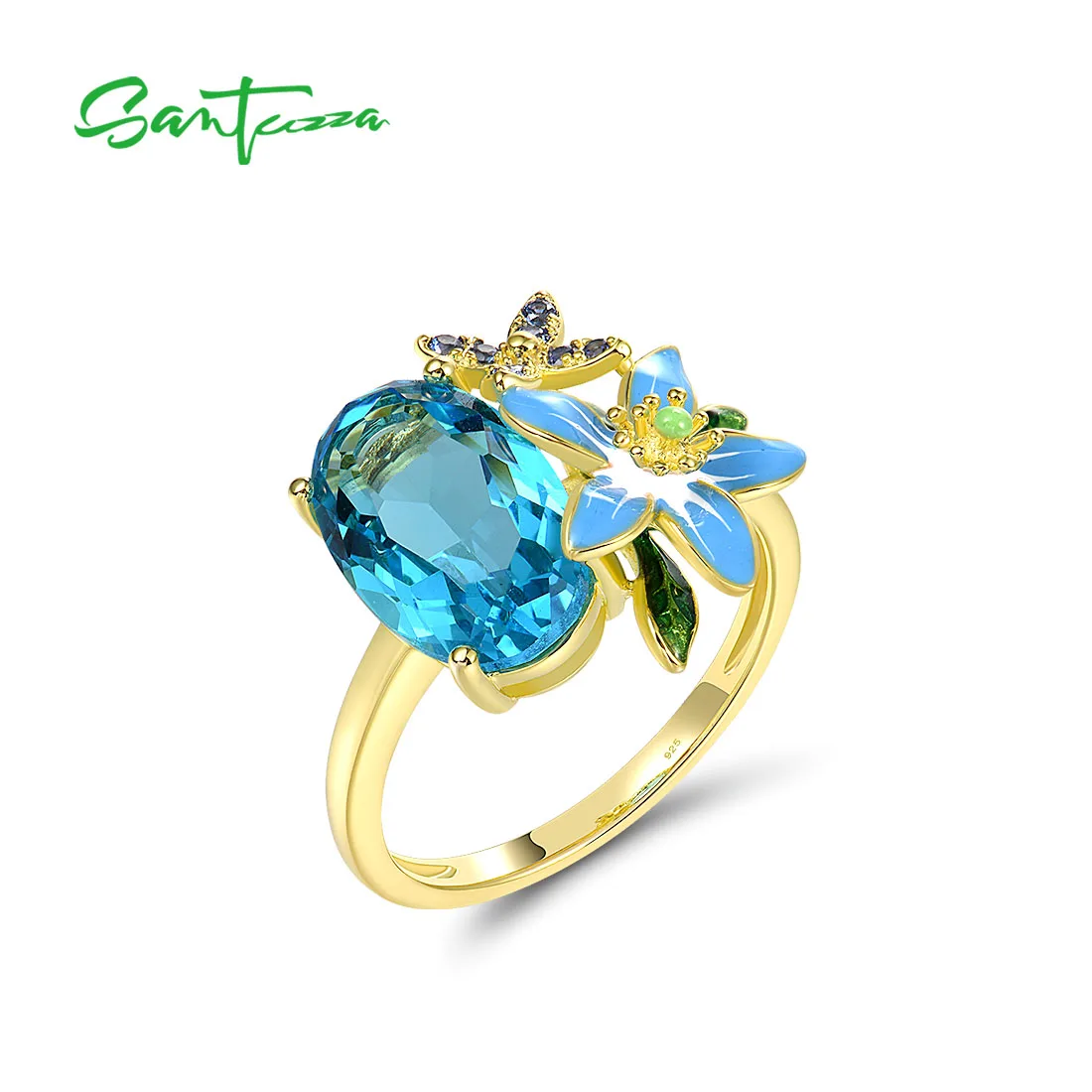 SANTUZZA 925 Sterling Silver Ring For Women Created Sapphire Blue Enamel Flower Delicate Wedding Anniversary Gifts Fine Jewelry
SANTUZZA 925 Sterling Silver Ring For Women Created Sapphire Blue Enamel Flower Delicate Wedding Anniversary Gifts Fine Jewelry