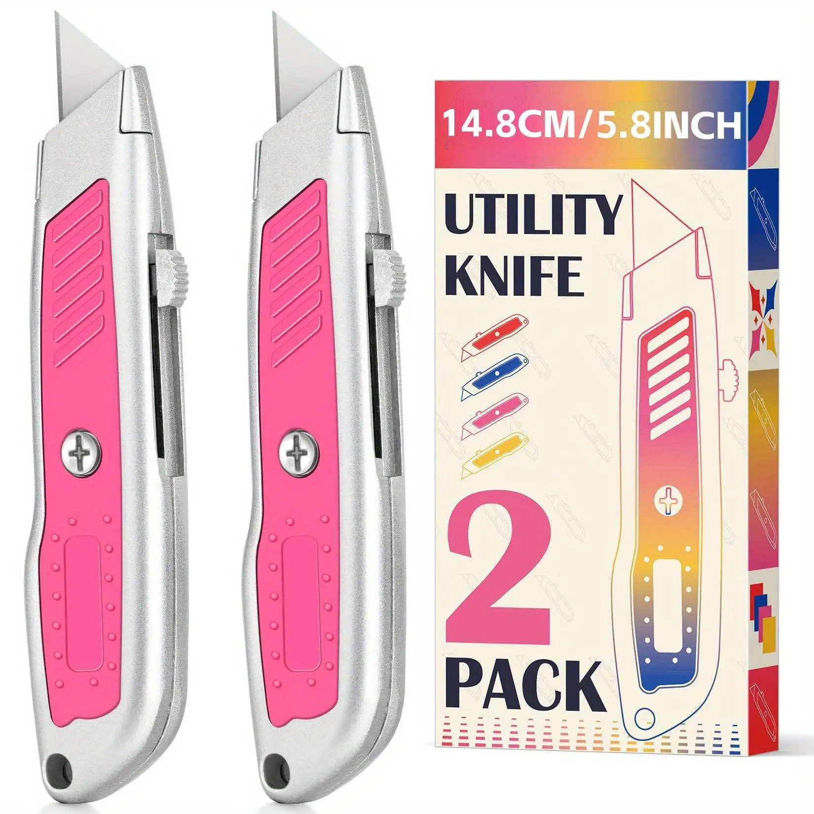 2 Pack Box Cutter, Aluminum Utility Knife, Box Cutter Retractable, Sturdy Razor Knife for Cardboard, Boxes, Packages, Papers,
2 Pack Box Cutter, Aluminum Utility Knife, Box Cutter Retractable, Sturdy Razor Knife for Cardboard, Boxes, Packages, Papers,