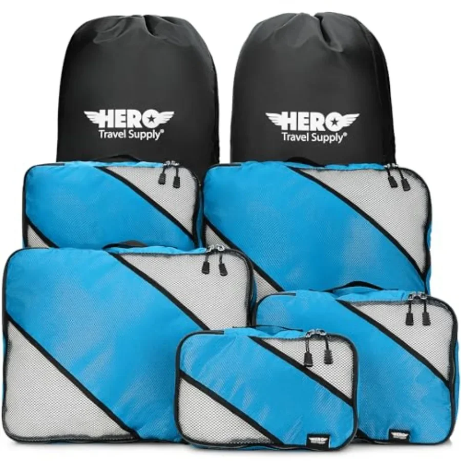 Travel packing cubes set of 5 with 2 laundry bags, nylon fabric, black color, lightweight and compressible for carry-on, airpla
Travel packing cubes set of 5 with 2 laundry bags, nylon fabric, black color, lightweight and compressible for carry-on, airpla