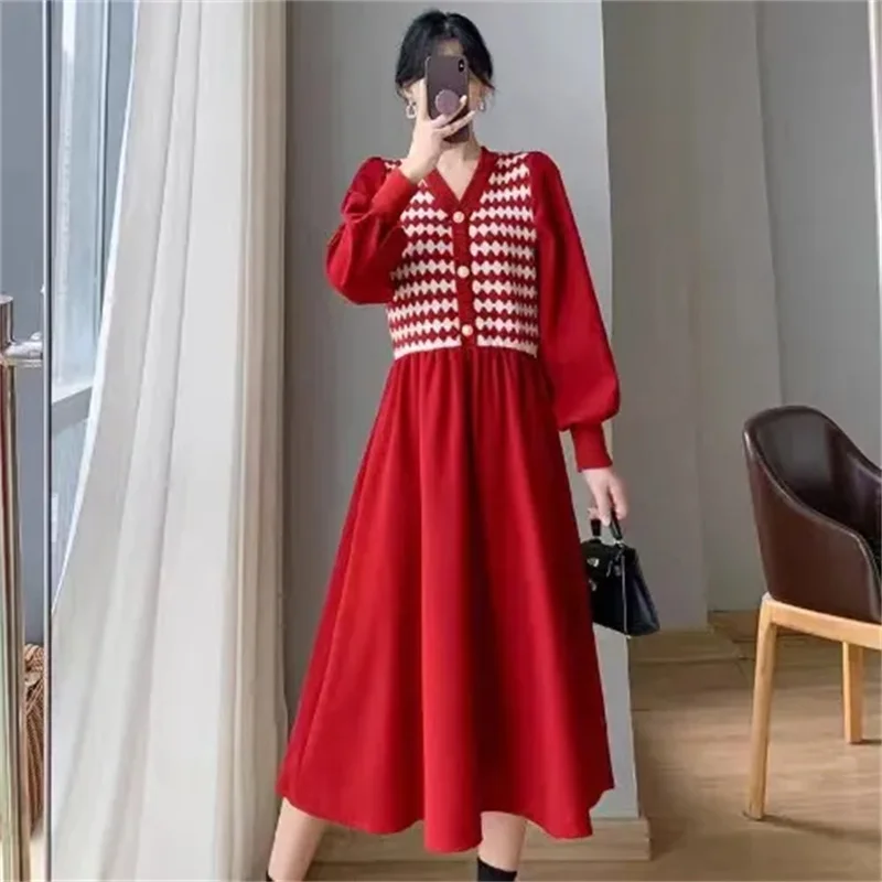 Retro patchwork Dress For women's Autumn Winter New style Slim Temperament Long sleeved Fake Two-piece base Dress Female
Retro patchwork Dress For women's Autumn Winter New style Slim Temperament Long sleeved Fake Two-piece base Dress Female