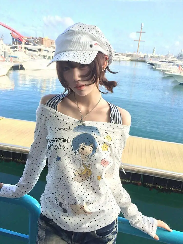 Hot Girl Vintage Long Sleeve Off Shoulder T-Shirts Women's Design Hepburn Fake Two Pieces Tops Retro Chic Slim Slash Neck Shirt
Hot Girl Vintage Long Sleeve Off Shoulder T-Shirts Women's Design Hepburn Fake Two Pieces Tops Retro Chic Slim Slash Neck Shirt