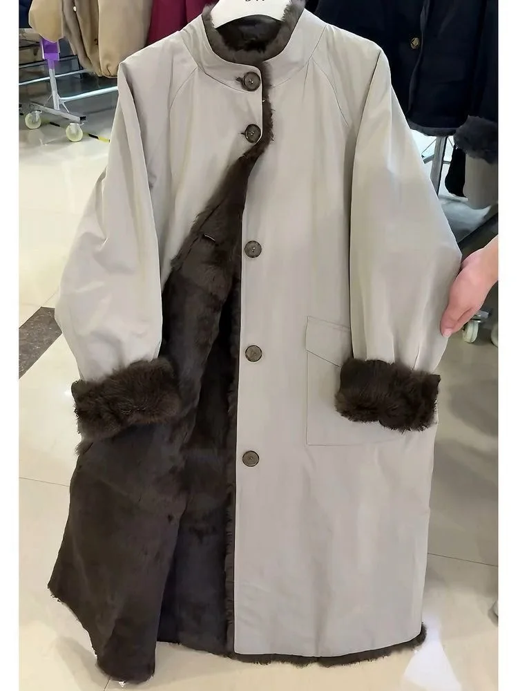 Женская свободная парка с меховой подкладкой из кроличьего меха, удлиненная, с длинными рукавами, зимняя верхняя одежда
Женская свободная парка с меховой подкладкой из кроличьего меха, удлиненная, с длинными рукавами, зимняя верхняя одежда