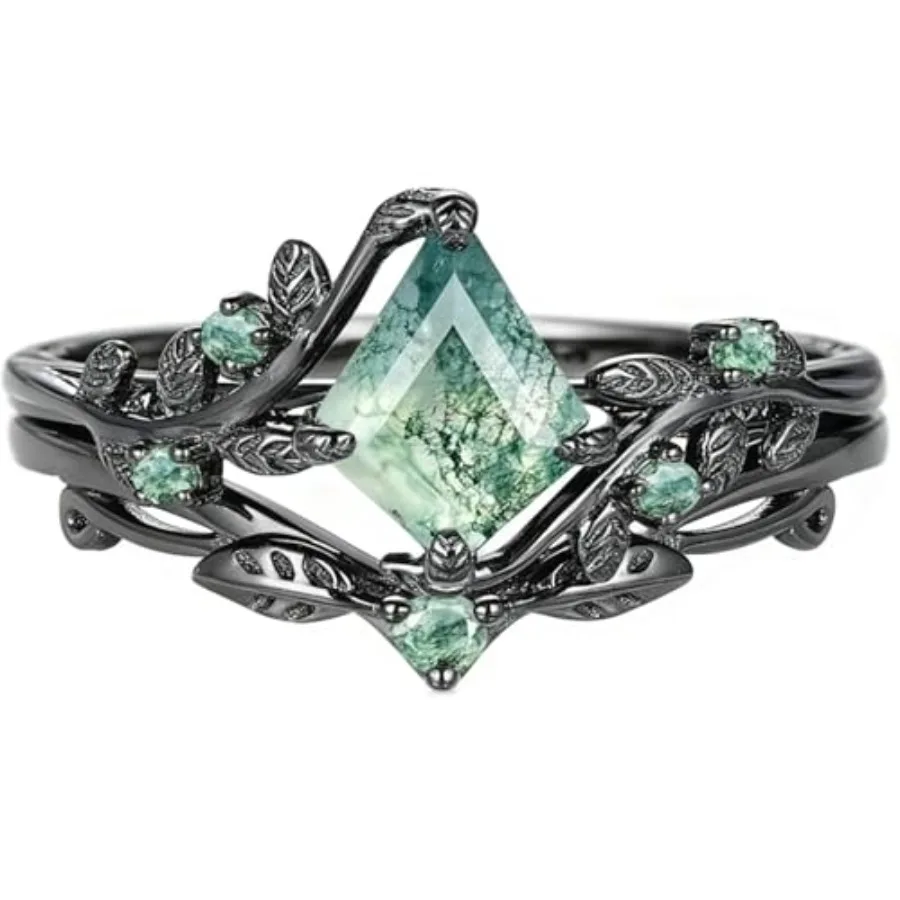 Natural Moss Agate Engagement Ring for Women 925 Sterling Silver Bridal Ring Set Kite Cut Moss Agate Wedding Ring Set Promise R
Natural Moss Agate Engagement Ring for Women 925 Sterling Silver Bridal Ring Set Kite Cut Moss Agate Wedding Ring Set Promise R