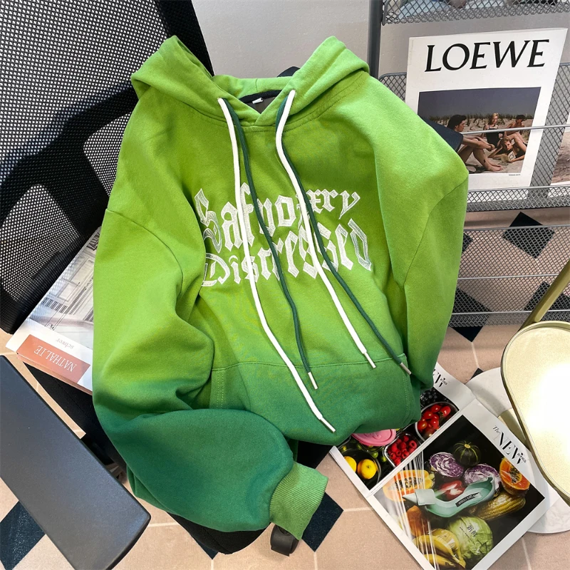 Female American Style Gradient Oversized Hooded Hoodies Drawstring Casual Loose Pullovers Letter Embroidery Trend Sweatshirts
Female American Style Gradient Oversized Hooded Hoodies Drawstring Casual Loose Pullovers Letter Embroidery Trend Sweatshirts