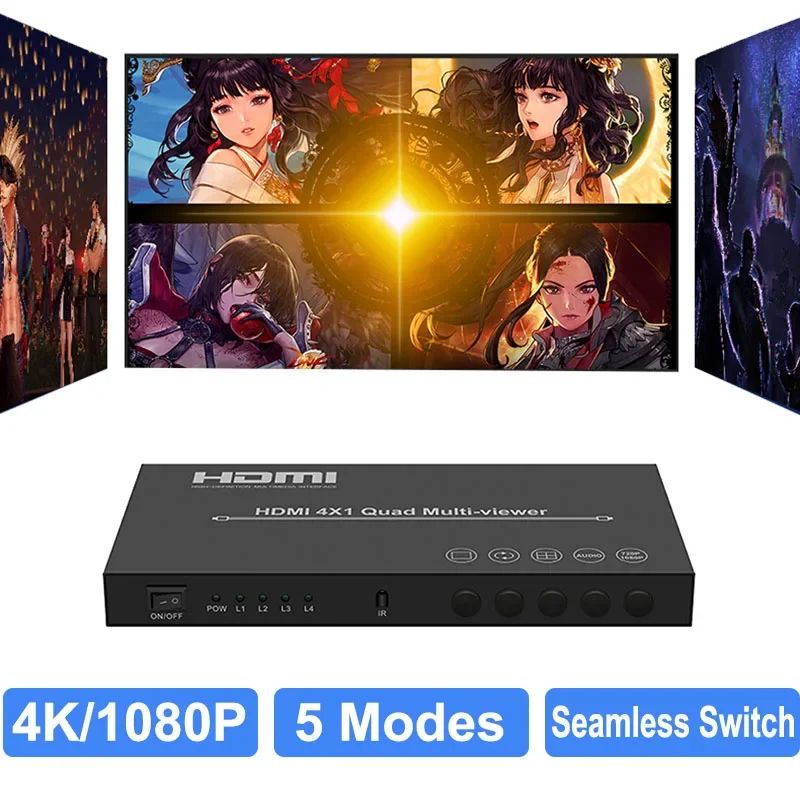 4K 4x1 Hdmi Multi-viewer 4 Channel Input Video Multiplexer 1080p Quad Multiviewer Screen Splitter Seamless Switch 5 Display Mode
4K 4x1 Hdmi Multi-viewer 4 Channel Input Video Multiplexer 1080p Quad Multiviewer Screen Splitter Seamless Switch 5 Display Mode