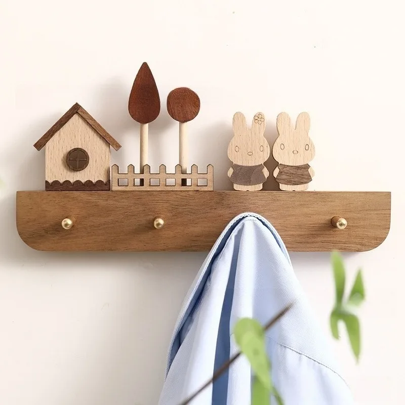 Solid Wood Keys Hanger Entrance Hall Creative Clothes Hanger Artisanal Cartoon Hooks Wall Coat Racks Home Living Room Decoration
Solid Wood Keys Hanger Entrance Hall Creative Clothes Hanger Artisanal Cartoon Hooks Wall Coat Racks Home Living Room Decoration