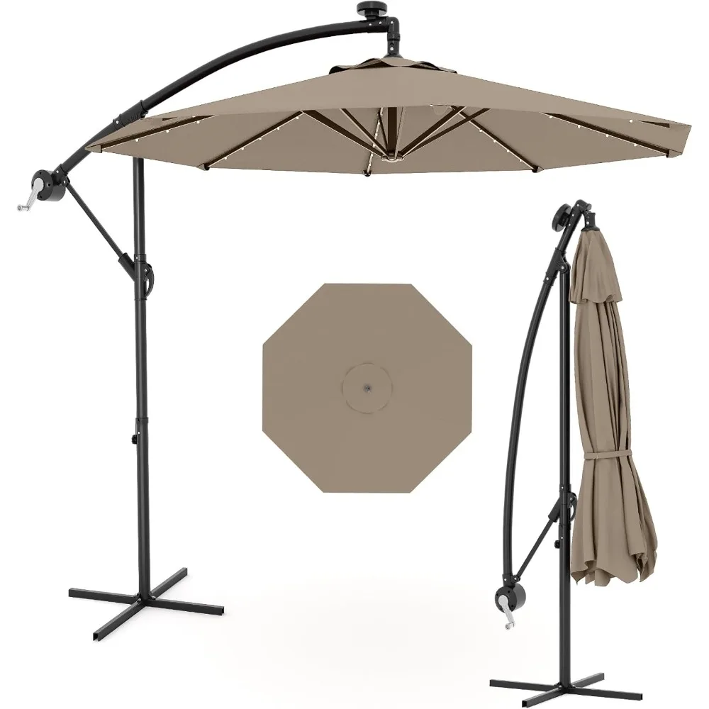 10FT Patio Umbrella with Lights, 32 LED Lights Outdoor Offset Umbrella with Infinite Tilt and Cross Base for 2-6 People, Outside
10FT Patio Umbrella with Lights, 32 LED Lights Outdoor Offset Umbrella with Infinite Tilt and Cross Base for 2-6 People, Outside