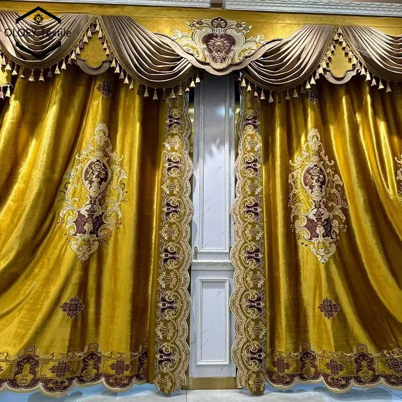 Custom New European Gold Curtains for Living Room Bedroom Villa American Velvet Embroidered Luxury Blackout Valance Home Decor
Custom New European Gold Curtains for Living Room Bedroom Villa American Velvet Embroidered Luxury Blackout Valance Home Decor