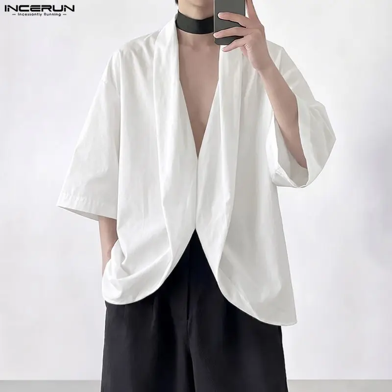 INCERUN Men's Shirt V Neck Half Sleeve Solid Color Casual Men Clothes Tops Loose Summer Streetwear 2026 Stylish Shirts For Man
INCERUN Men's Shirt V Neck Half Sleeve Solid Color Casual Men Clothes Tops Loose Summer Streetwear 2026 Stylish Shirts For Man