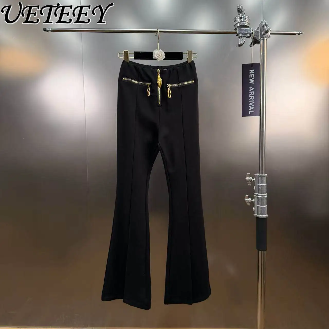 2026 Spring New Gold Multi-Zipper Split Hem Slim Fit Casual High Waist Pants Black Versatile Minimalist Style Flared Trousers
2026 Spring New Gold Multi-Zipper Split Hem Slim Fit Casual High Waist Pants Black Versatile Minimalist Style Flared Trousers