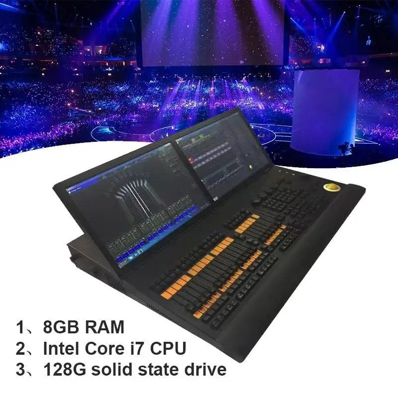 Professional DMX lighting controller with 2Pcs 19inch touch screen display i7 cpu stage light console
Professional DMX lighting controller with 2Pcs 19inch touch screen display i7 cpu stage light console