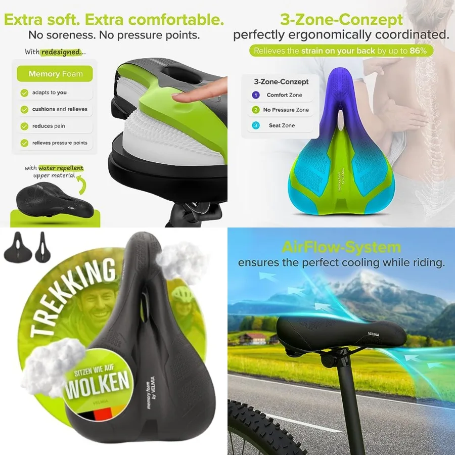 Bicycle Saddle - Comfortable Saddle for Men and Women - 3 Zone Concept - Waterproof Bicycle Seat with Ergonomic Design
Bicycle Saddle - Comfortable Saddle for Men and Women - 3 Zone Concept - Waterproof Bicycle Seat with Ergonomic Design