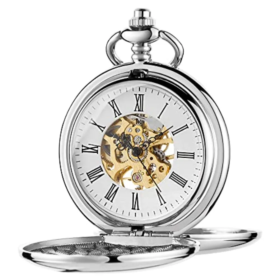 Vintage Gold Double Sides Open Case Mechanical Men's Pocket Watch, Double Face Roman Dial Clock Hand Wind Pocket Watch for Men
Vintage Gold Double Sides Open Case Mechanical Men's Pocket Watch, Double Face Roman Dial Clock Hand Wind Pocket Watch for Men