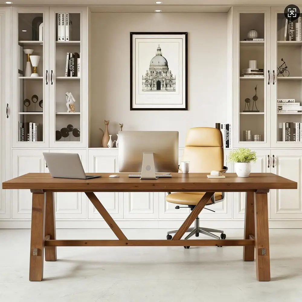 Large Solid Wood Desk, Executive Home Office Computer Desk, Rustic Brown, Work Writing Table
Large Solid Wood Desk, Executive Home Office Computer Desk, Rustic Brown, Work Writing Table