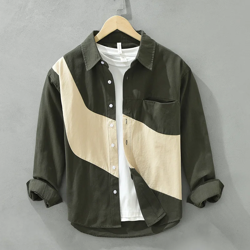 Men's Fashion Casual Shirts Brand Cotton Long Sleeve Shirt Splicing Japanese Style Trend Shirt Jacket for Mens Designer Clothes
Men's Fashion Casual Shirts Brand Cotton Long Sleeve Shirt Splicing Japanese Style Trend Shirt Jacket for Mens Designer Clothes