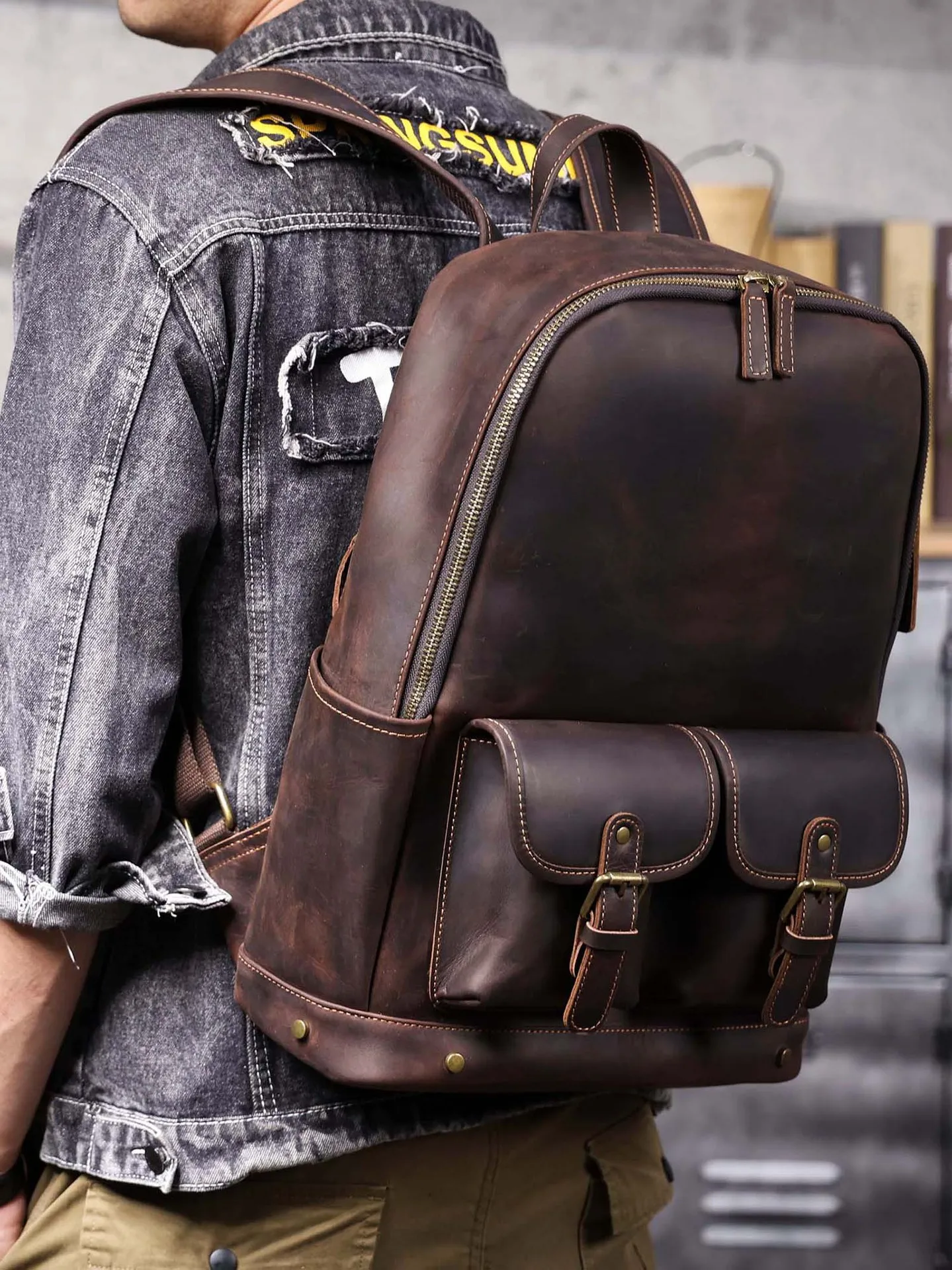 weekend travel real leather men large-capacity multi-pocket backpack vintage designer handmade crazy horse cowhide bagpack
weekend travel real leather men large-capacity multi-pocket backpack vintage designer handmade crazy horse cowhide bagpack