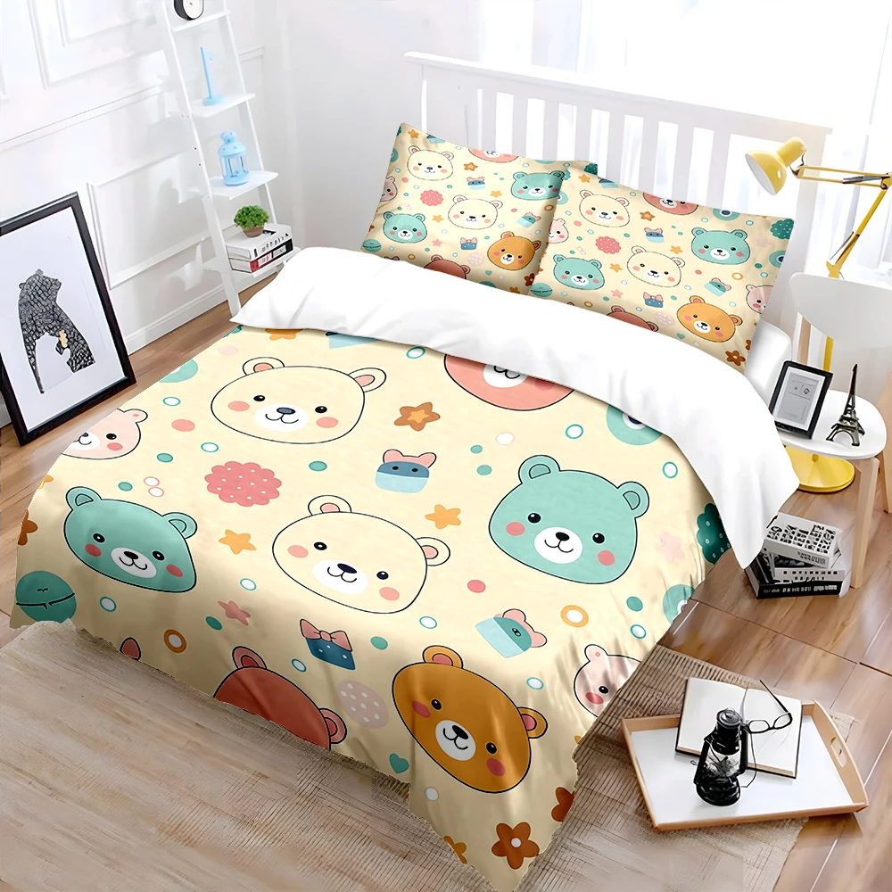 Cute bear cartoon pattern Bedding Set for Kids Luxury Gift 3pcs Digital Print Comforter Set Soft Comfortable Breathable
Cute bear cartoon pattern Bedding Set for Kids Luxury Gift 3pcs Digital Print Comforter Set Soft Comfortable Breathable