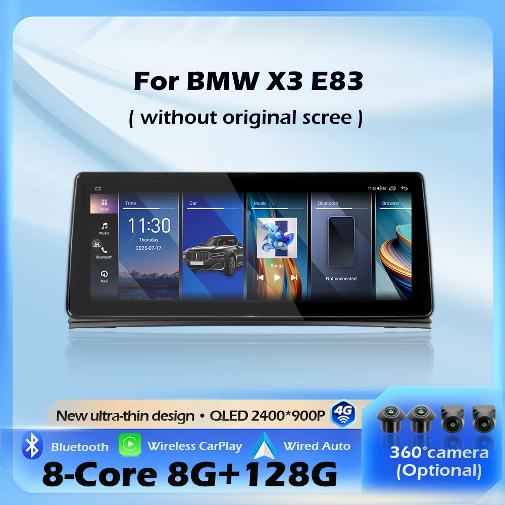 Wireless CarPlay For BMW X3 E83 2005 - 2011 Without Original Screen Android 16 Car Raido Multimedia Video Player GPS Navigation