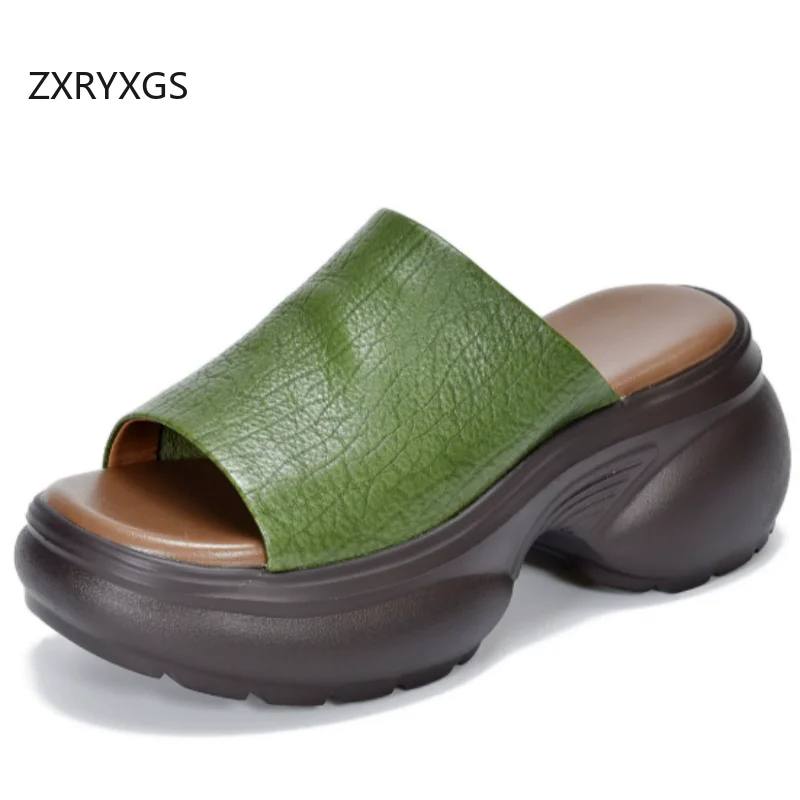 ZXRYXGS Top Layer Cowhide Open Toe Outerwear Slippers Thick Sole Increase Shoes High Heel Slipper 2026 New Summer Women Slippers
ZXRYXGS Top Layer Cowhide Open Toe Outerwear Slippers Thick Sole Increase Shoes High Heel Slipper 2026 New Summer Women Slippers
