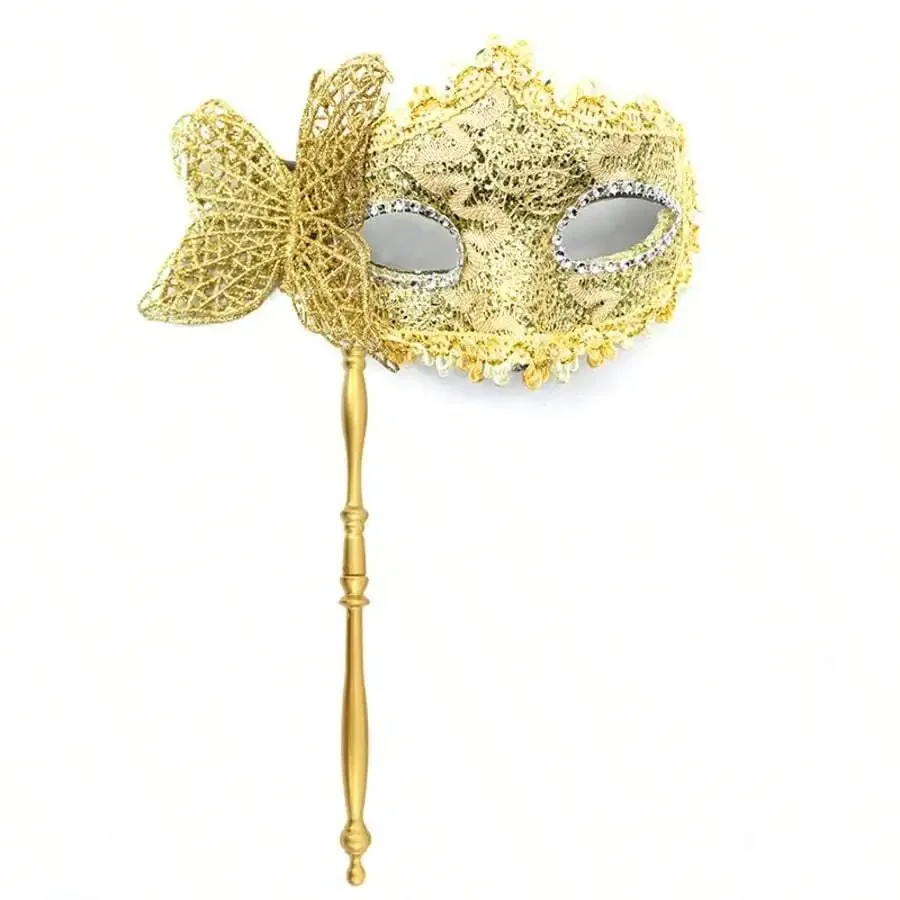 Elegant Gold Lace Half Face Masquerade Mask With Handle For Party Celebration Performance
Elegant Gold Lace Half Face Masquerade Mask With Handle For Party Celebration Performance
