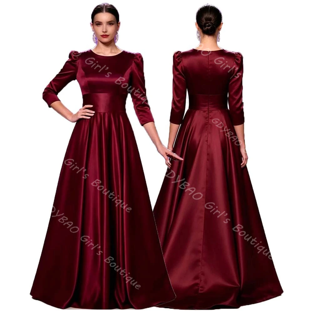 Women's Burgundy Satin Bridesmaid Dress for Wedding High Waist 3/4 Sleeve Formal Evening Gown Waistband Custom Vestidos de Festa
Women's Burgundy Satin Bridesmaid Dress for Wedding High Waist 3/4 Sleeve Formal Evening Gown Waistband Custom Vestidos de Festa