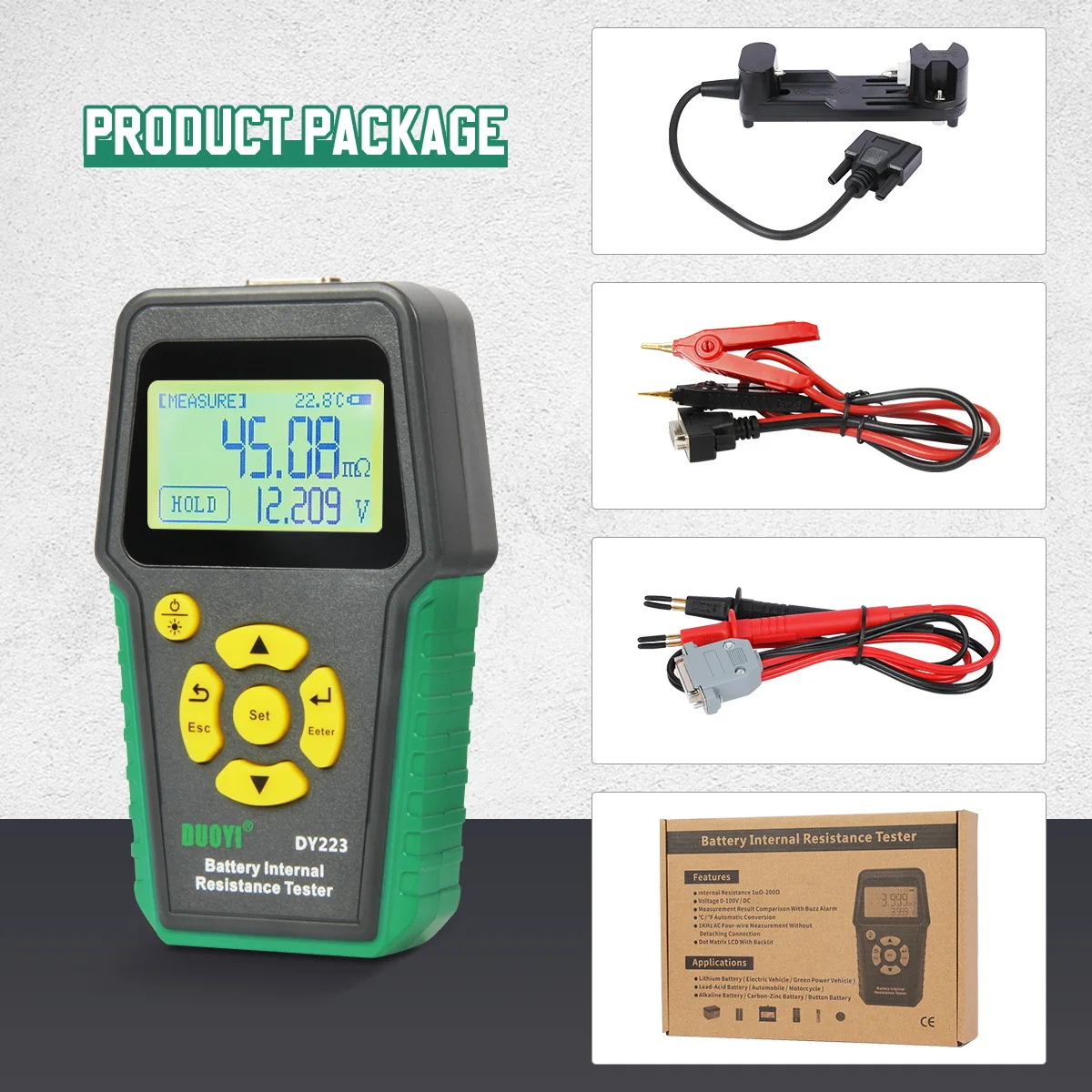 DUOYI DY223 New Energy Electric Vehicle Fault Diagnosis Instrument Lithium Battery Pack Voltage Detection New Energy Detector
DUOYI DY223 New Energy Electric Vehicle Fault Diagnosis Instrument Lithium Battery Pack Voltage Detection New Energy Detector