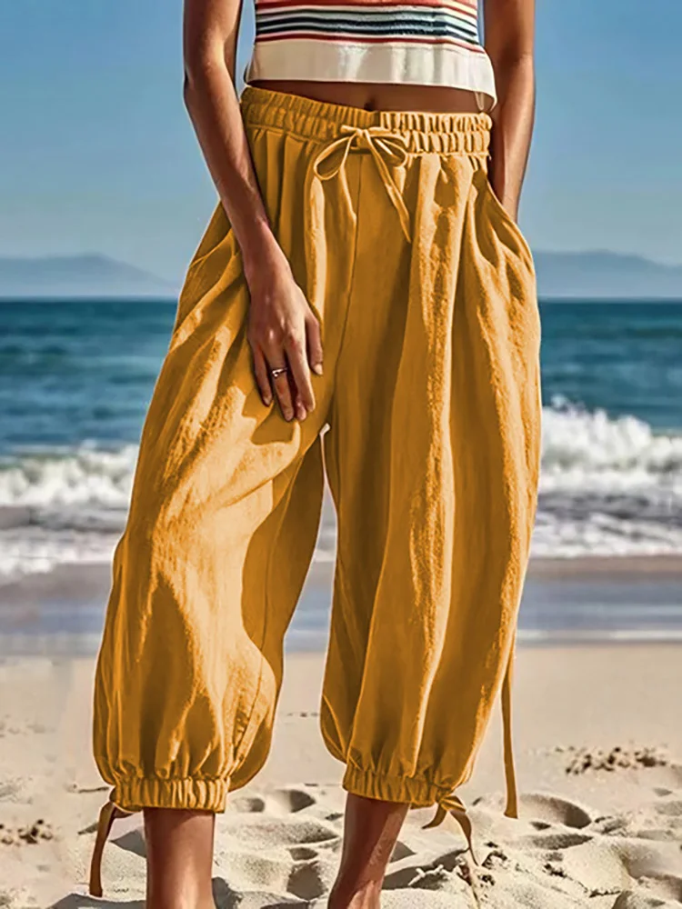 2025 Fashion Women Harem Pants Solid Loose Fit Casual Elastic Waist Ladies Trousers Summer Cotton Linen Streetwear Dropshipping
2025 Fashion Women Harem Pants Solid Loose Fit Casual Elastic Waist Ladies Trousers Summer Cotton Linen Streetwear Dropshipping