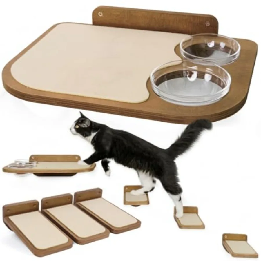 Cat Shelves Dog Proof Feeding Station with Wall Mounted Shelves, 3 Steps for wall with Floating Shelf for Cats Up to 15lbs, Inc
Cat Shelves Dog Proof Feeding Station with Wall Mounted Shelves, 3 Steps for wall with Floating Shelf for Cats Up to 15lbs, Inc