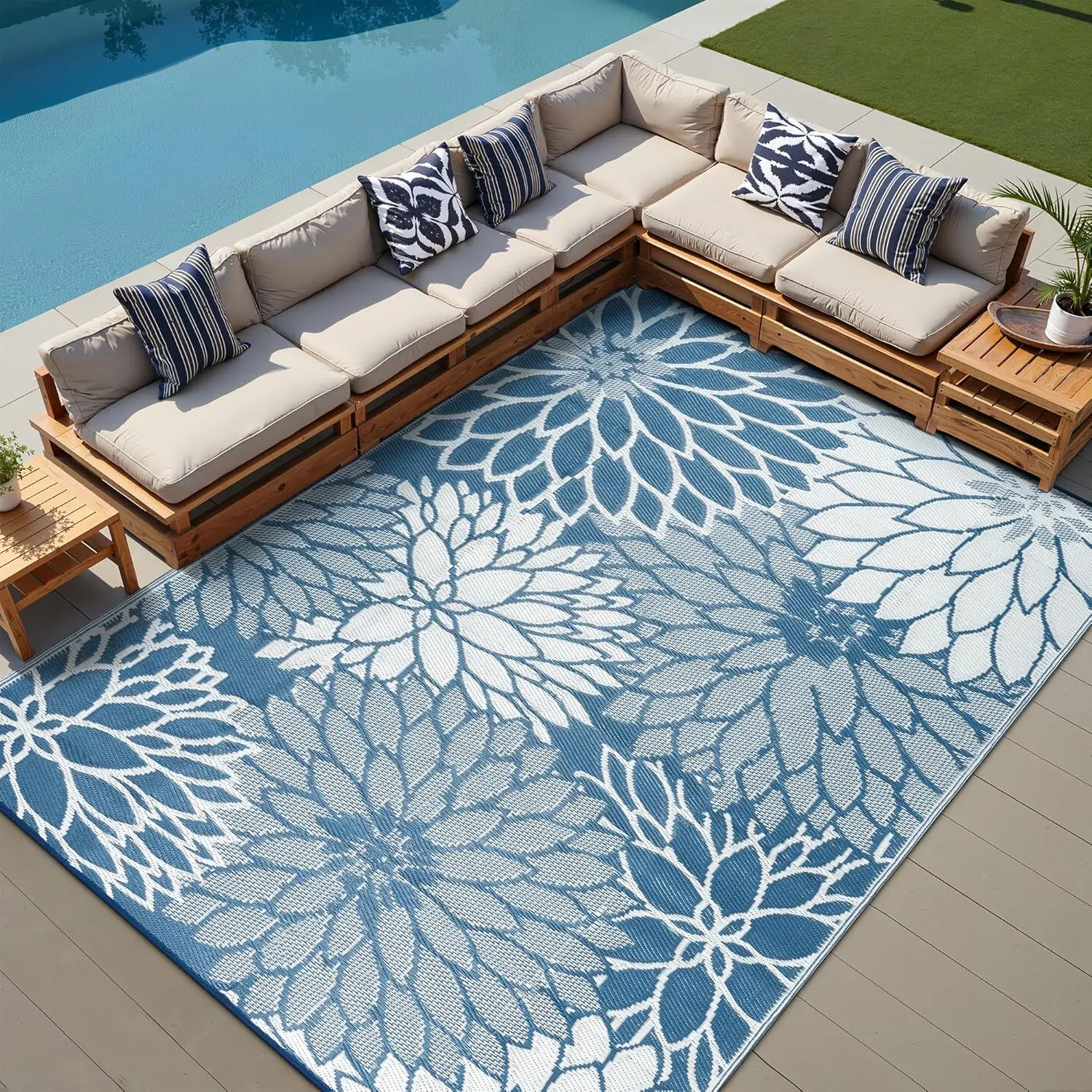 8'x10' Outdoor Rug Waterproof Plastic Straw Rugs Large Blue Reversible Floral Mat Floor Carpet for Camping RV Deck Entryance
8'x10' Outdoor Rug Waterproof Plastic Straw Rugs Large Blue Reversible Floral Mat Floor Carpet for Camping RV Deck Entryance